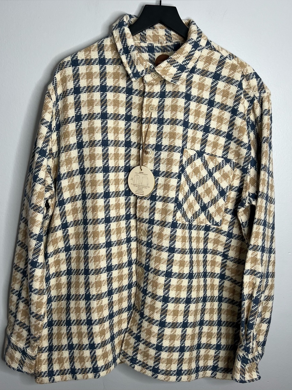 Common People Granby Luxe Hybrid Overshirt Mens XL Camel Blue NWT